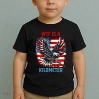 Wtf Is A Kilometer Eagle Badge American Flag Toddler T-Shirt thumb 2