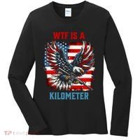 Wtf Is A Kilometer Eagle Badge American Flag Women's Long Sleeve Shirt thumb 0