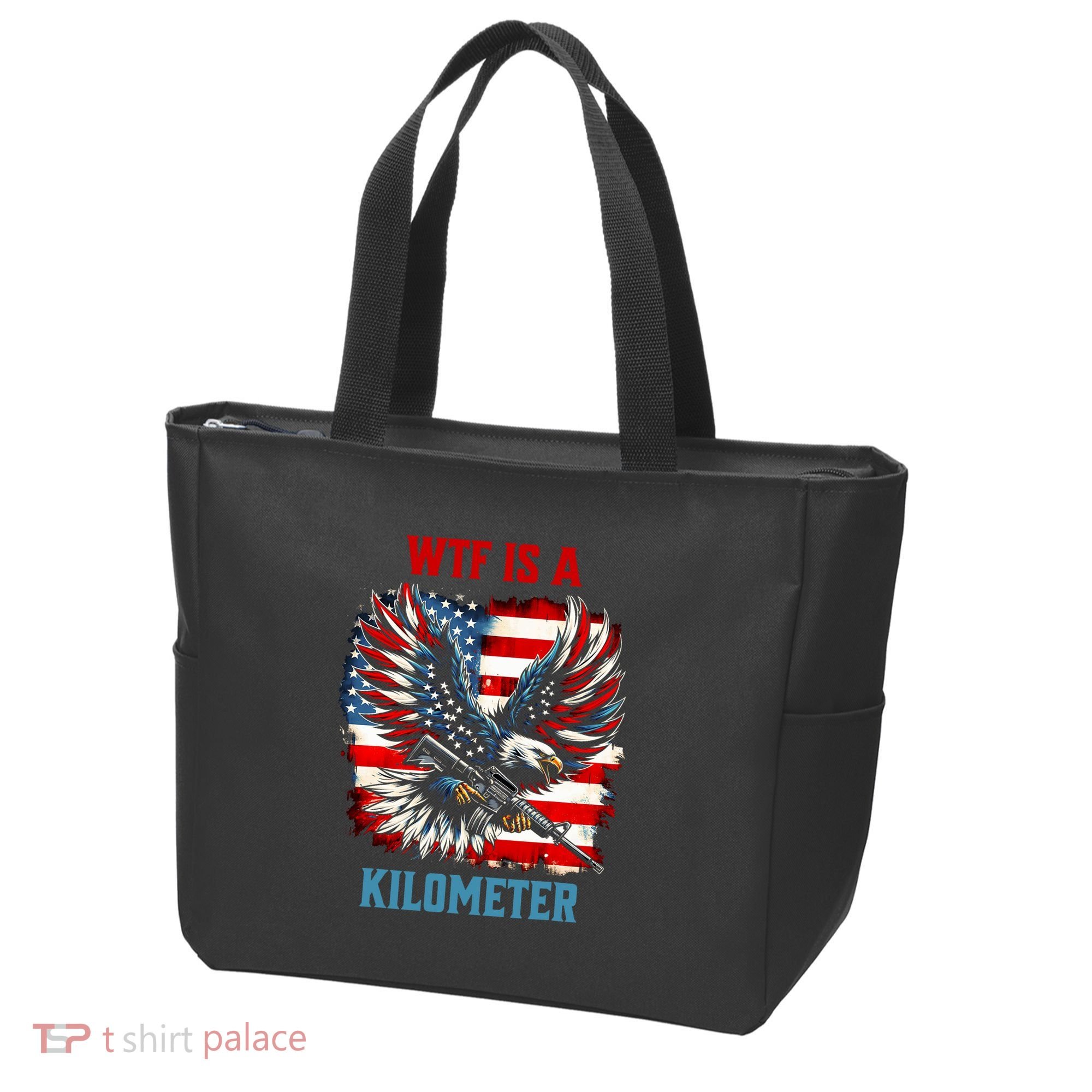 Wtf Is A Kilometer Eagle Badge American Flag Tote Bag