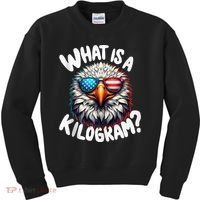 Wtf Is A Kilogram? Funny 4th Of July Patriotic Eagle Usa Kids Sweatshirt thumb 0