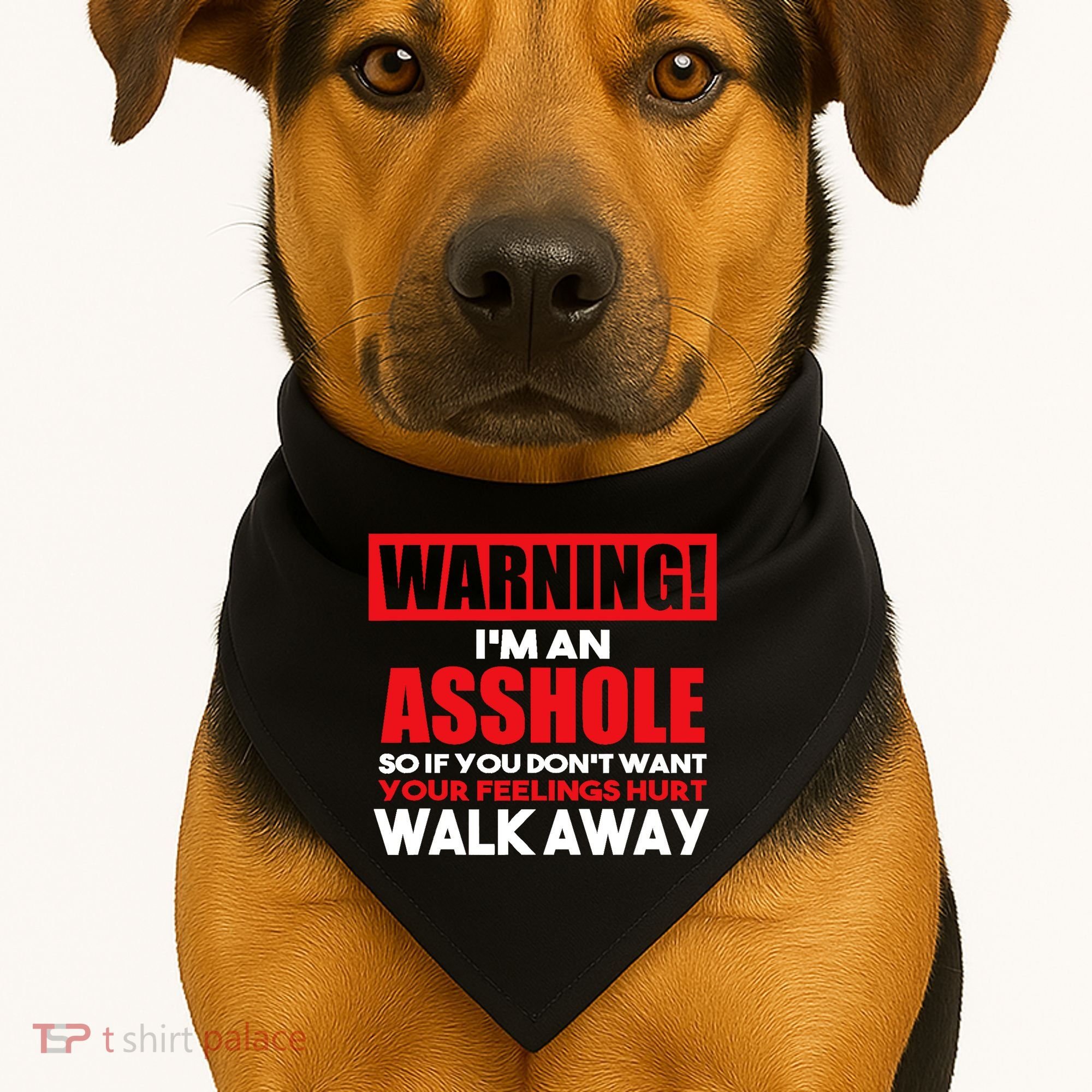 Warning Im An Asshole So Walk Away Funny AntiSocial Attire USA-Made Doggie Bandana