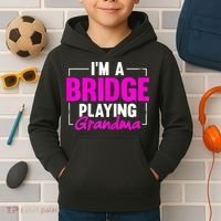 Womens I'm A Bridge Playing Grandma Bridge Card Game Kids Hoodie thumb 2