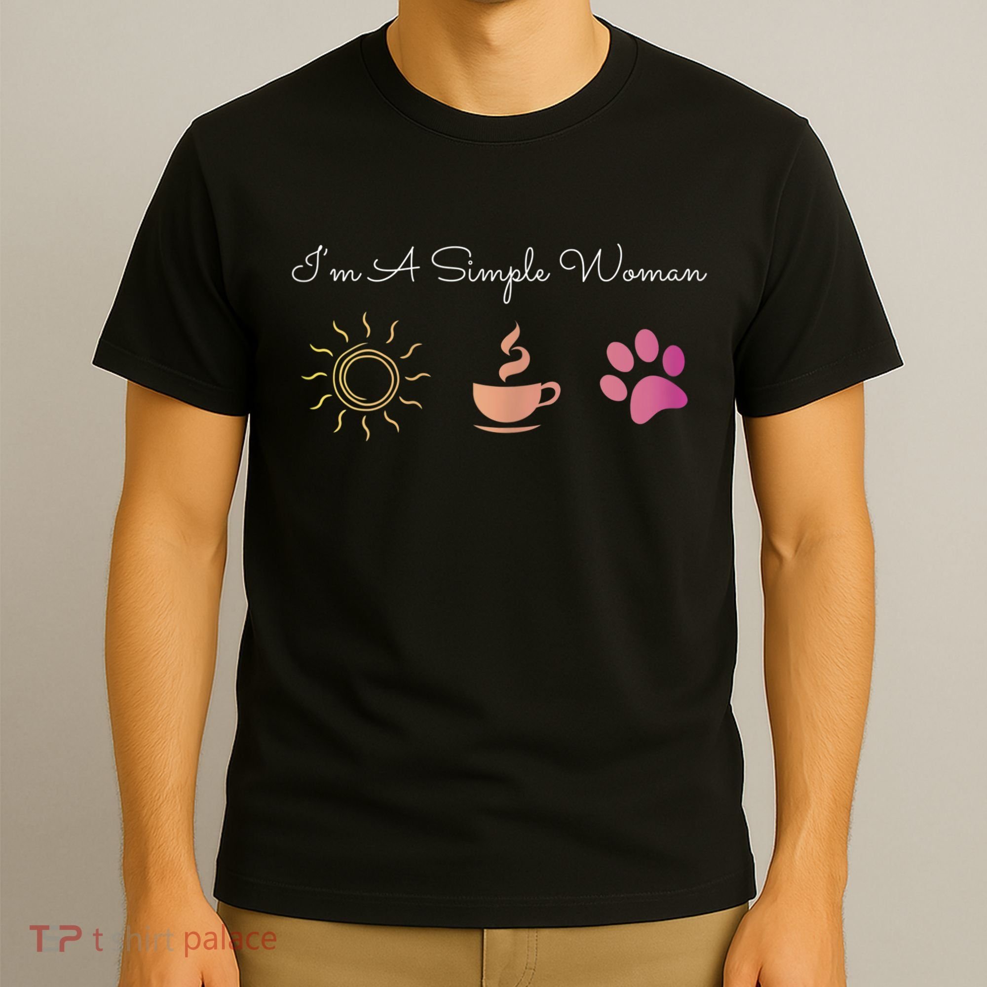 Womens I'm A Simple Woman Sunshine Coffee Paw Dog Cute Funny T-Shirt