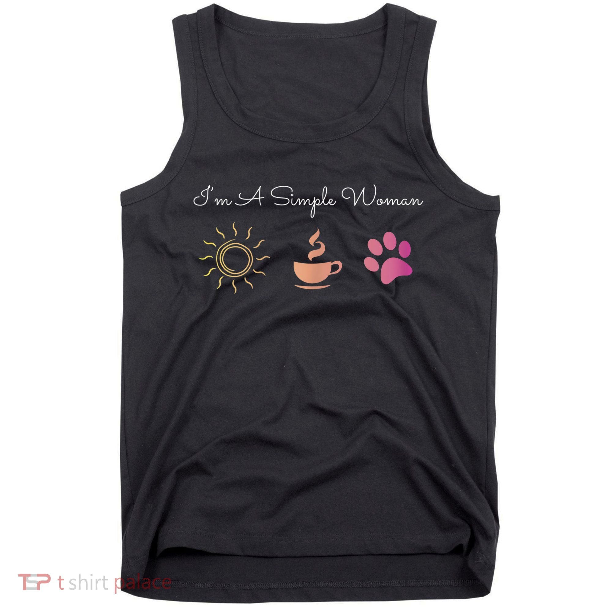 Womens I'm A Simple Woman Sunshine Coffee Paw Dog Cute Funny Tank Top