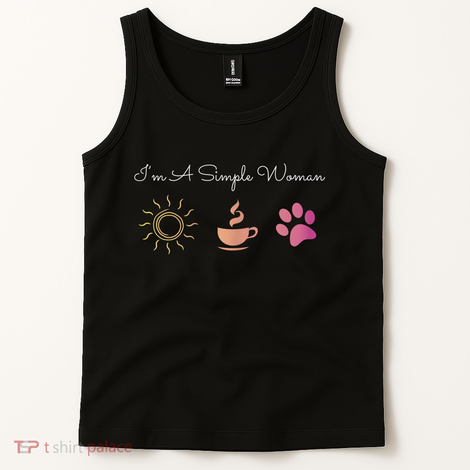 Womens I'm A Simple Woman Sunshine Coffee Paw Dog Cute Funny Tank Top