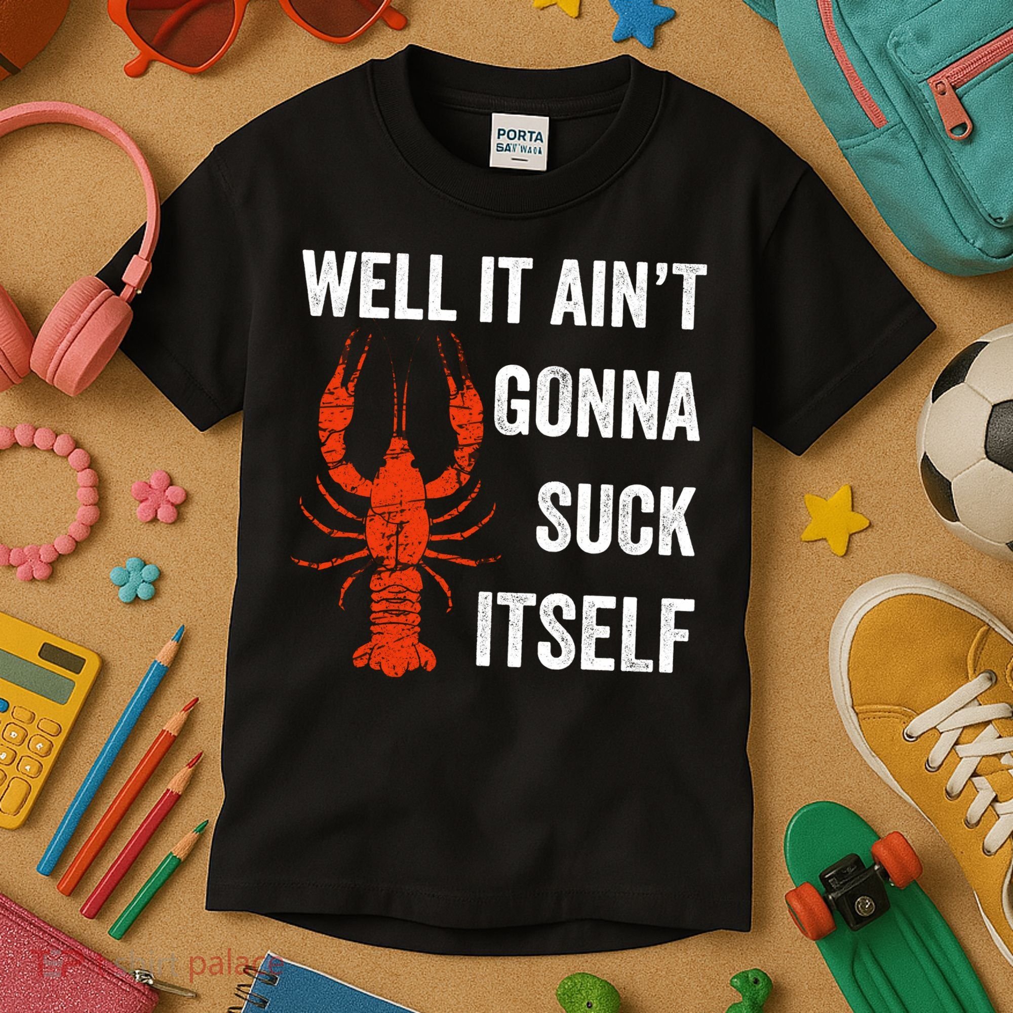 Well It AinT Gonna Suck Itself Crawfish Mardi Gras Gift Kids T-Shirt