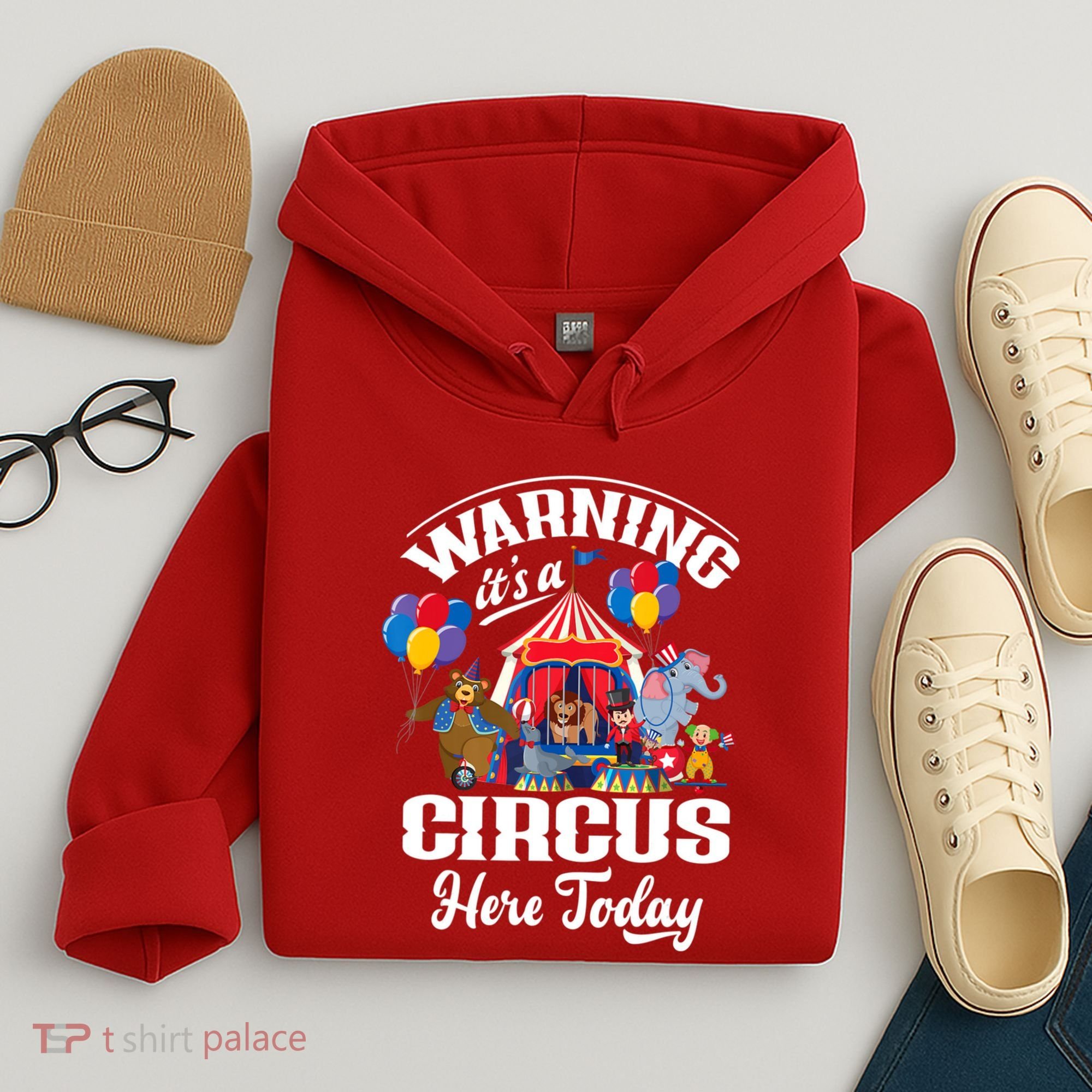 Warning It'S A Circus Here Today Carnival Birthday Party Hoodie