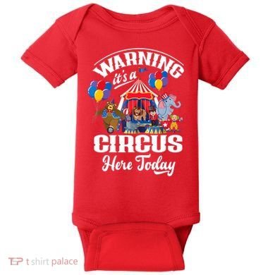 Warning It'S A Circus Here Today Carnival Birthday Party Baby Bodysuit