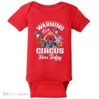 Warning It'S A Circus Here Today Carnival Birthday Party Baby Bodysuit thumb 0