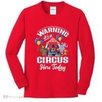 Warning It'S A Circus Here Today Carnival Birthday Party Kids Long Sleeve Shirt thumb 0