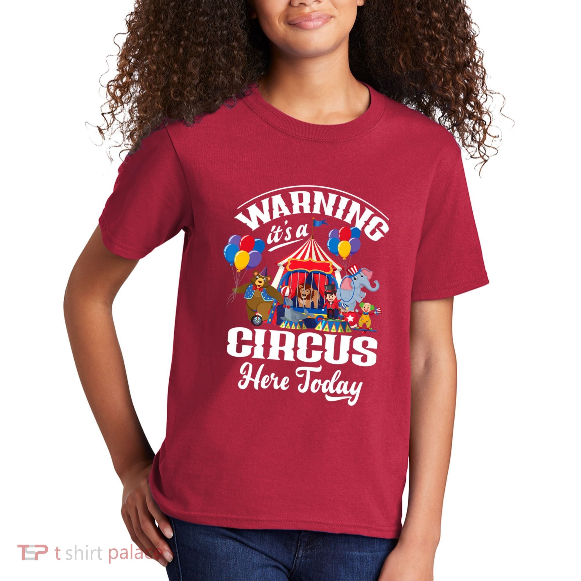 Warning It'S A Circus Here Today Carnival Birthday Party Kids T-Shirt