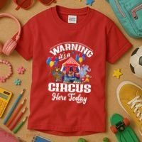 Warning It'S A Circus Here Today Carnival Birthday Party Kids T-Shirt thumb 3
