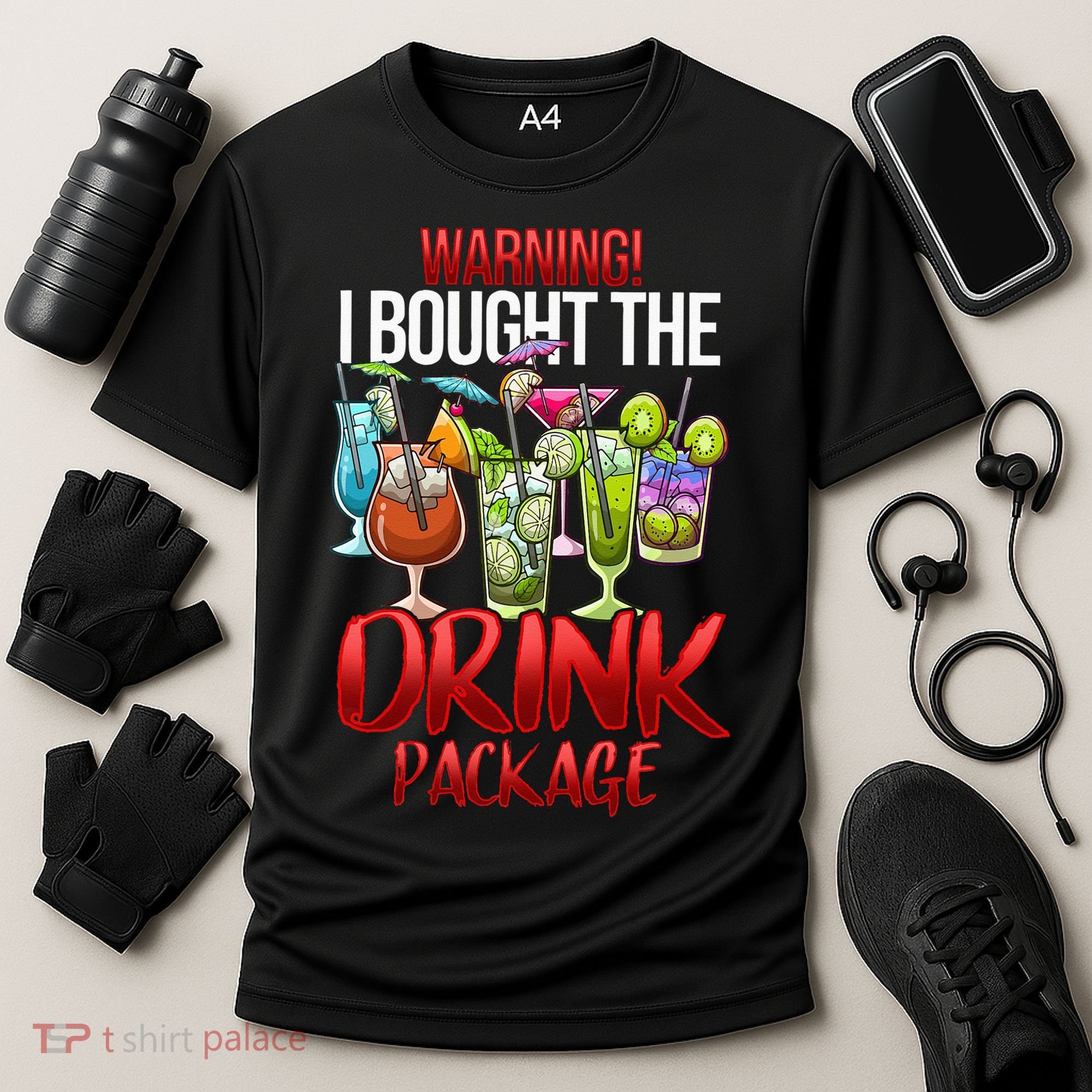Warning I Bought The Drink Package Funny Cruise Cooling Performance Crew T-Shirt