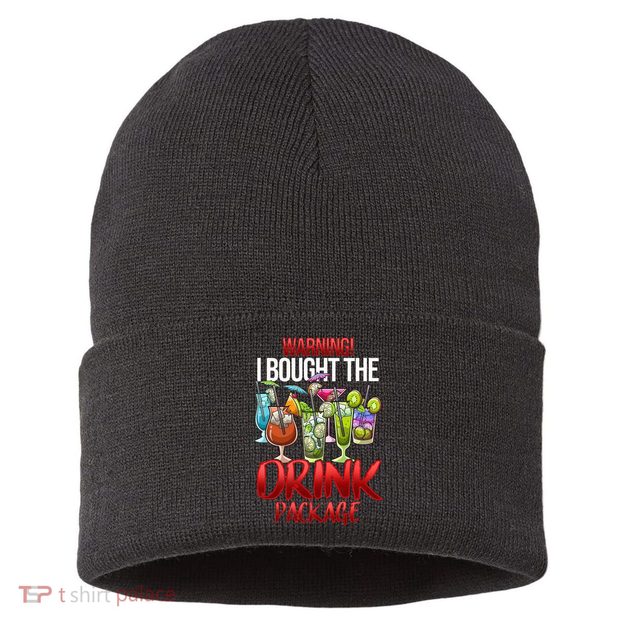 Warning I Bought The Drink Package Funny Cruise Sustainable Knit Beanie