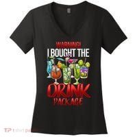Warning I Bought The Drink Package Funny Cruise Women's V-Neck T-Shirt thumb 0