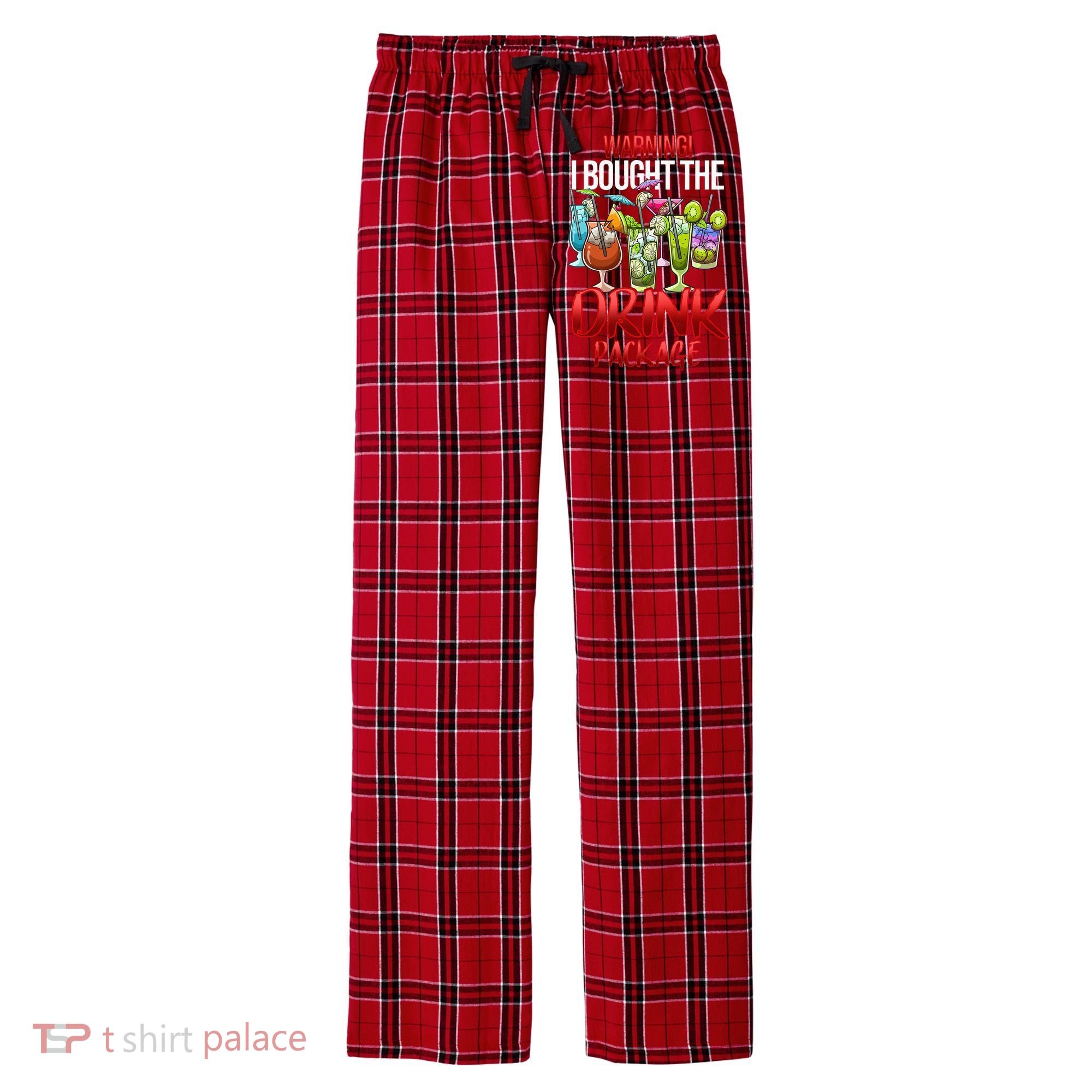 Warning I Bought The Drink Package Funny Cruise Men's Flannel Plaid Pajama Pants