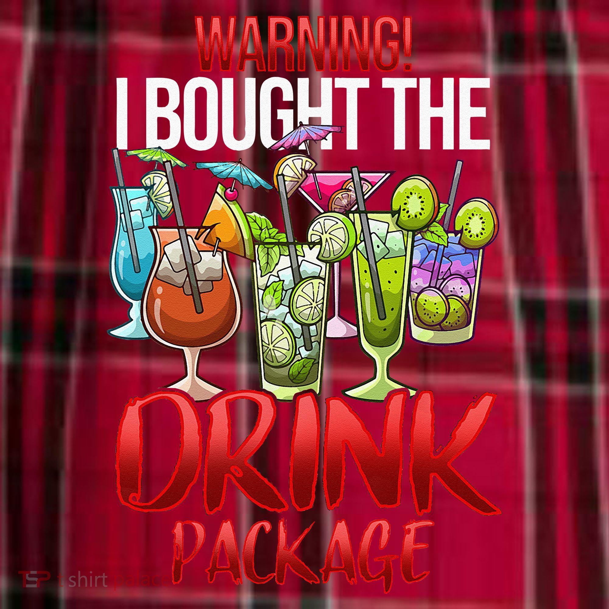 Warning I Bought The Drink Package Funny Cruise Men's Flannel Plaid Pajama Pants