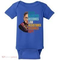 When Injustice Becomes Law Resistance Becomes Duty Rbg Baby Bodysuit thumb 0