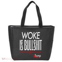 Woke Is Bullshit Trump Trendy Saying Tote Bag thumb 0