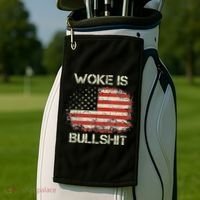 Woke Is Bullshit Golf Towel thumb 2