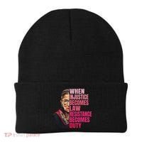 When Injustice Becomes Law Resistance Becomes Duty Rbg Quote Beanie thumb 0