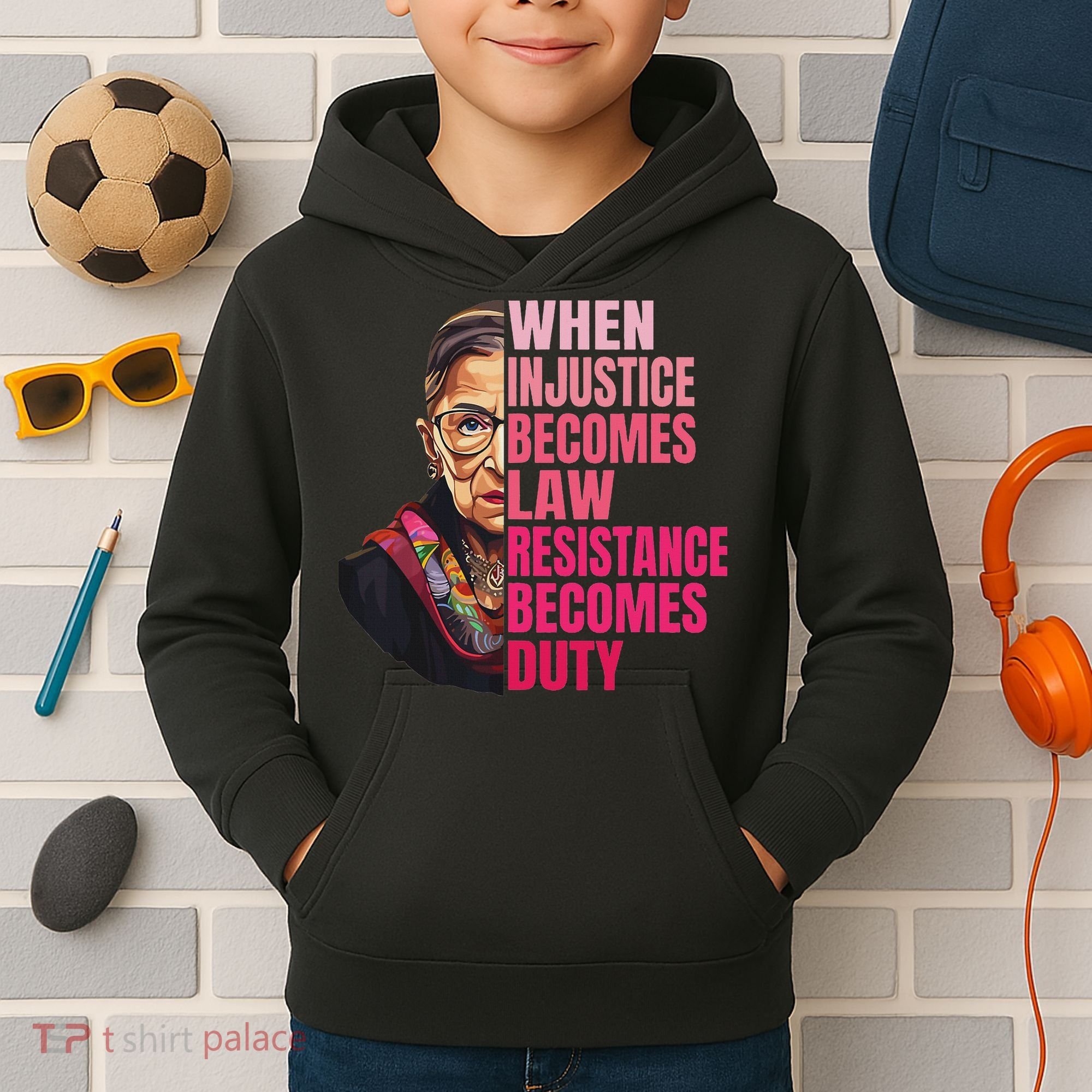 When Injustice Becomes Law Resistance Becomes Duty Rbg Quote Kids Hoodie