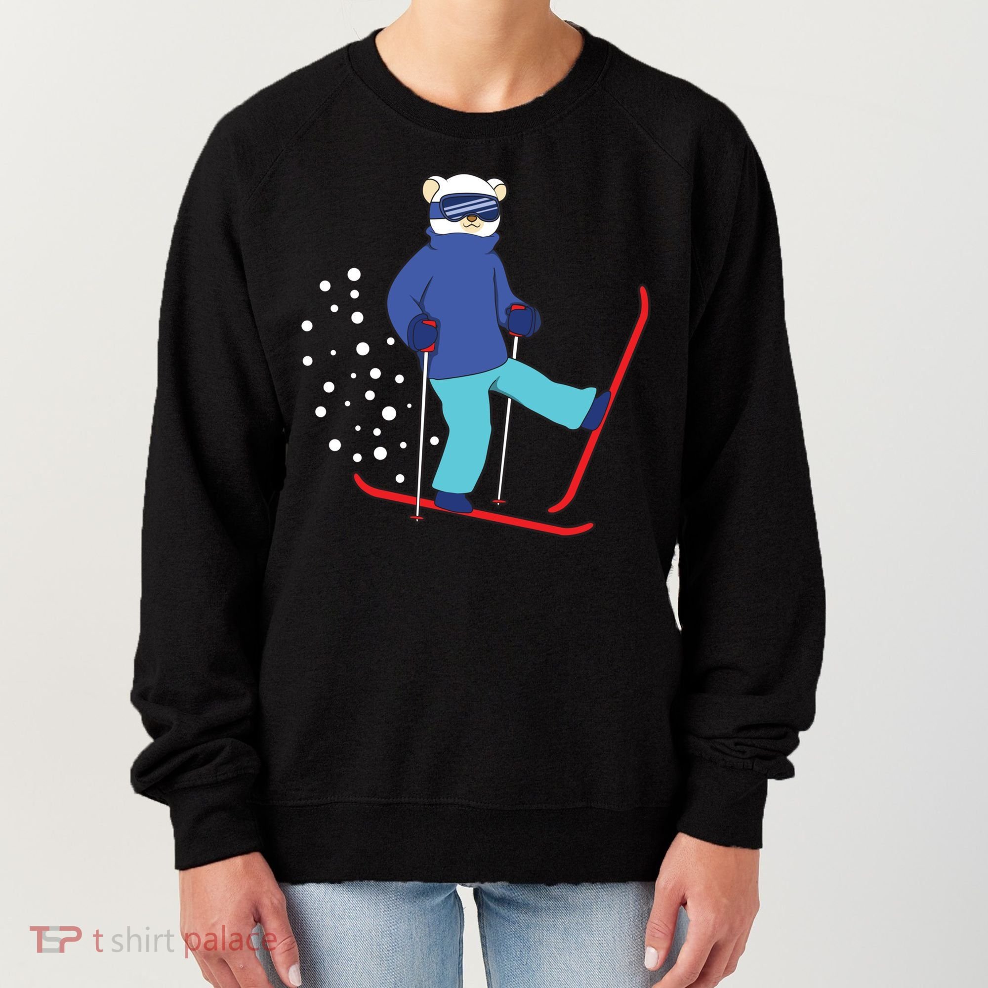 Winter Ice Bear Ski Skier Skiing Gift Women's Sweatshirt