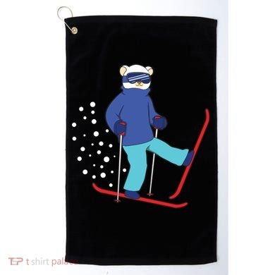 Winter Ice Bear Ski Skier Skiing Gift Golf Towel