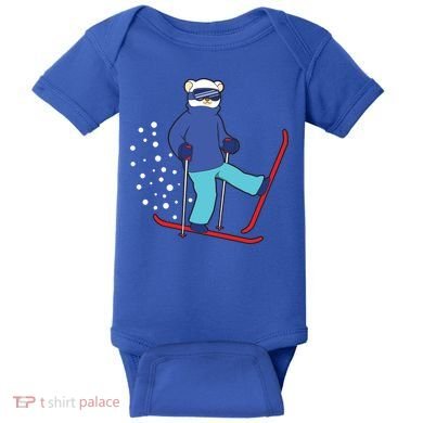 Winter Ice Bear Ski Skier Skiing Gift Baby Bodysuit