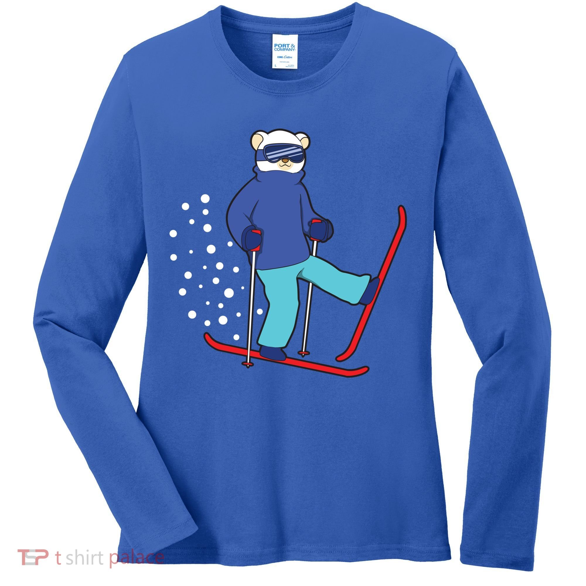 Winter Ice Bear Ski Skier Skiing Gift Women's Long Sleeve Shirt