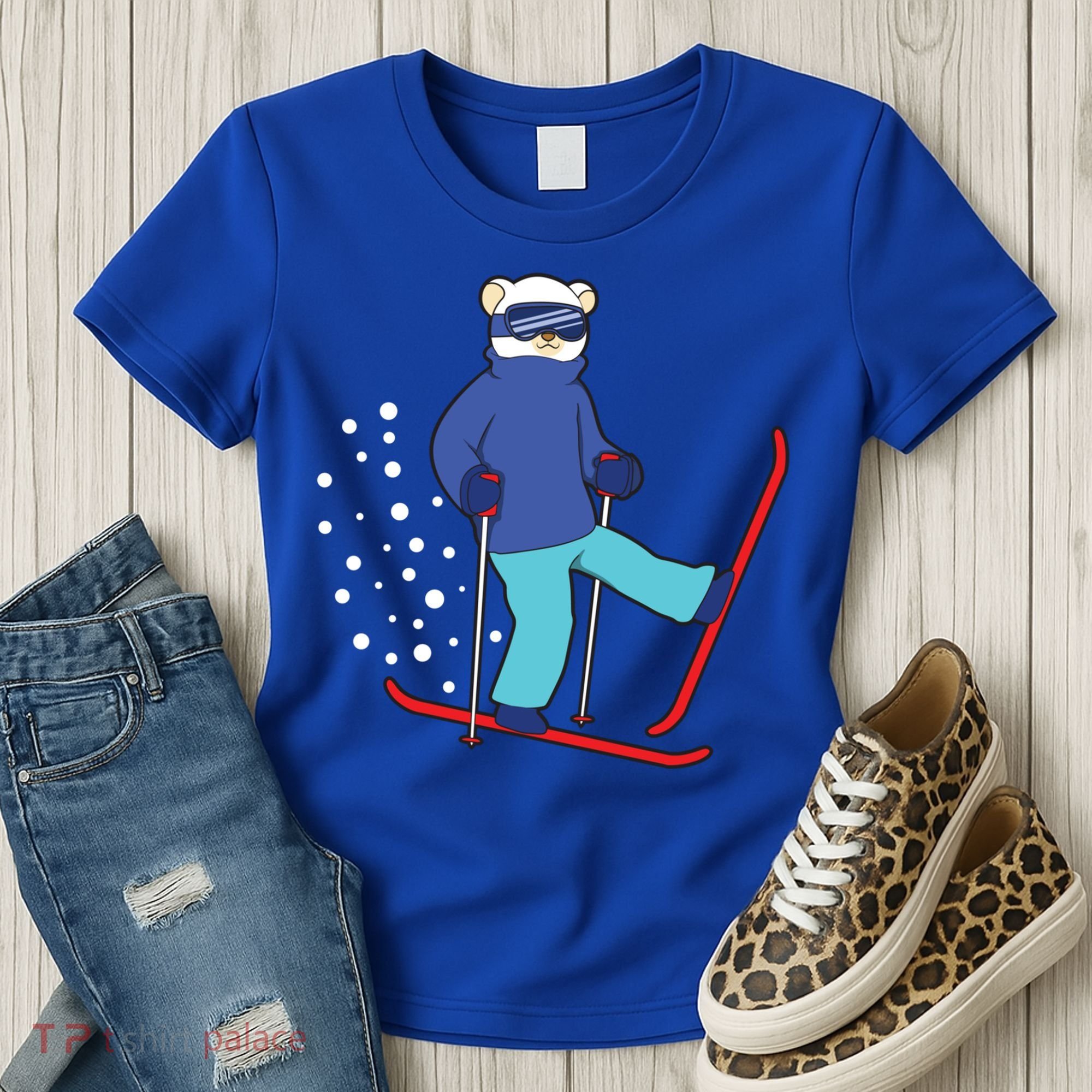 Winter Ice Bear Ski Skier Skiing Gift Women's T-Shirt