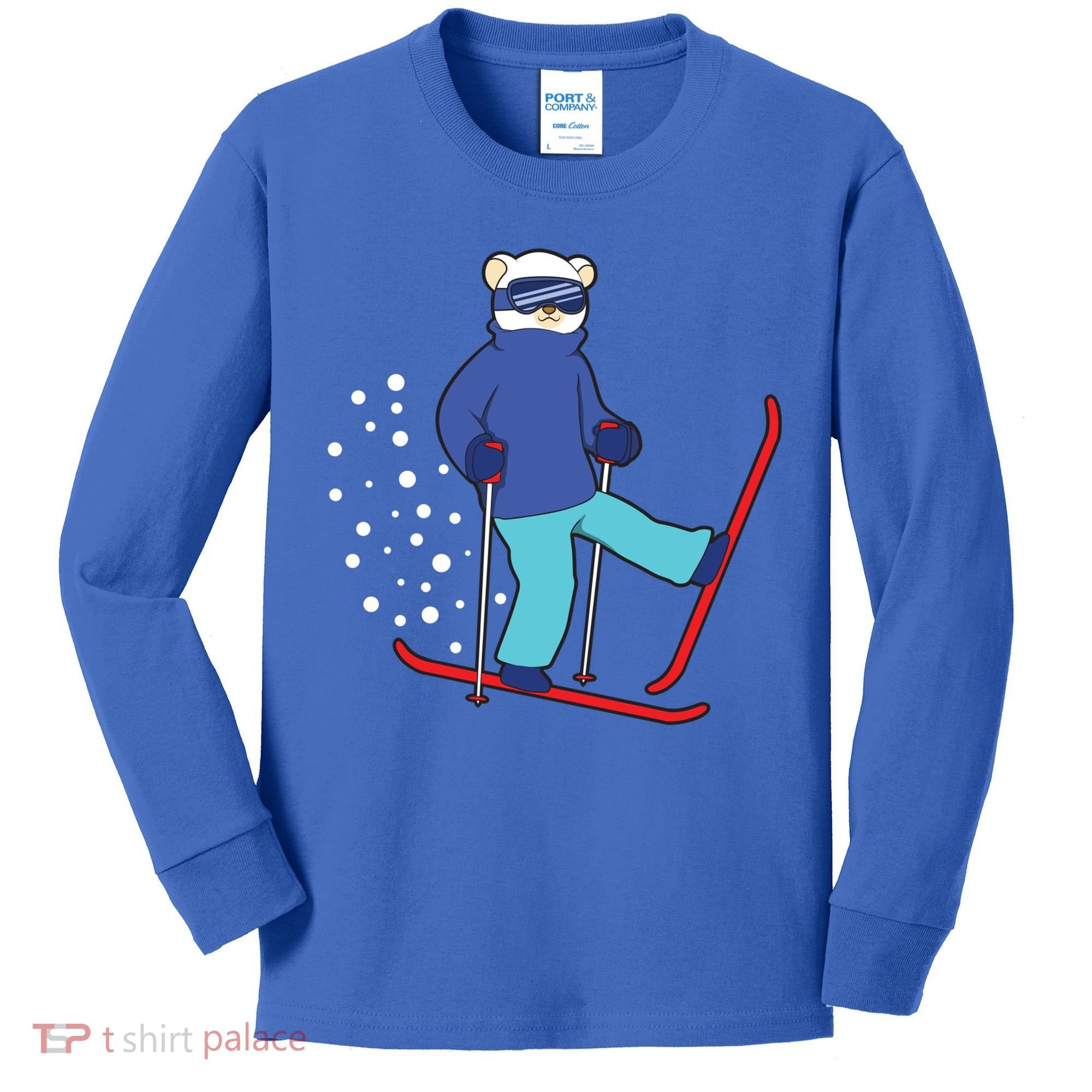 Winter Ice Bear Ski Skier Skiing Gift Kids Long Sleeve Shirt