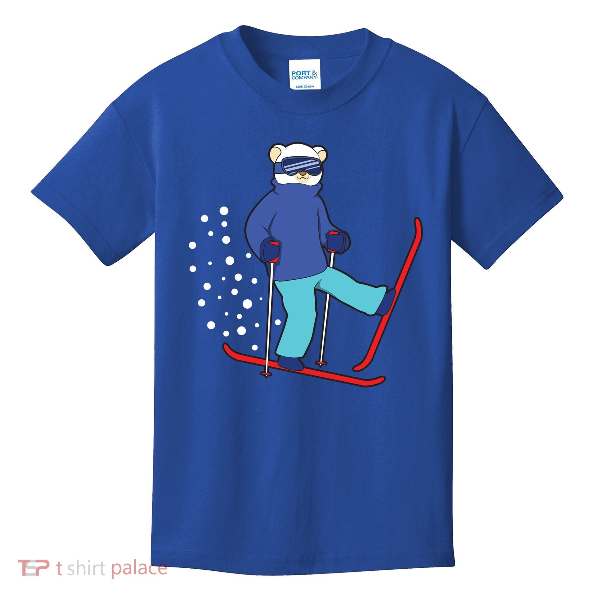 Winter Ice Bear Ski Skier Skiing Gift Kids T-Shirt