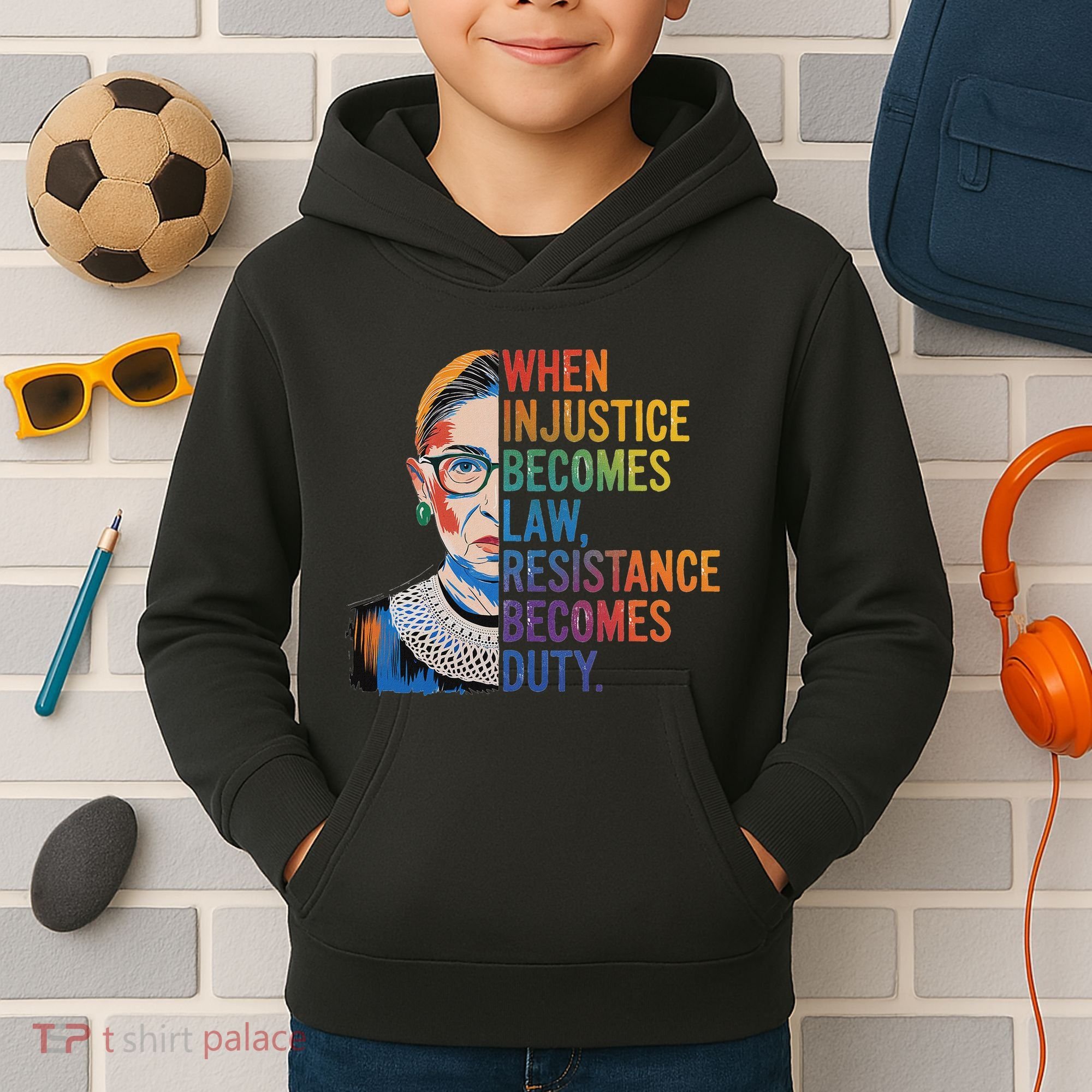 When Injustice Becomes Law Resistance Becomes Duty Rbg Kids Hoodie