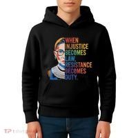 When Injustice Becomes Law Resistance Becomes Duty Rbg Kids Hoodie thumb 4