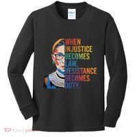 When Injustice Becomes Law Resistance Becomes Duty Rbg Kids Long Sleeve Shirt thumb 0