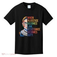 When Injustice Becomes Law Resistance Becomes Duty Rbg Kids T-Shirt thumb 0
