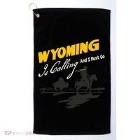 Wyoming Is Calling And I Must Go Golf Towel thumb 0
