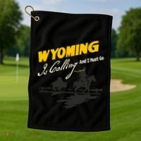 Wyoming Is Calling And I Must Go Golf Towel thumb 1