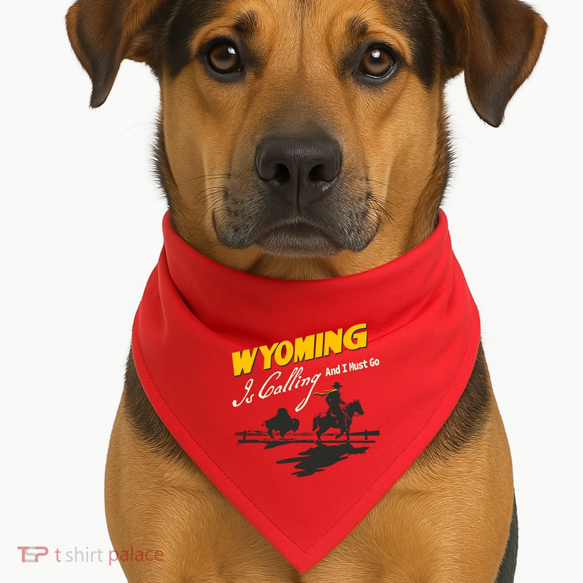 Wyoming Is Calling And I Must Go USA-Made Doggie Bandana