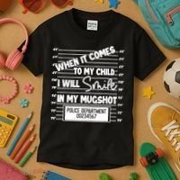 When It Comes To My Child I Will Smile In My Mugshot Kids T-Shirt thumb 3