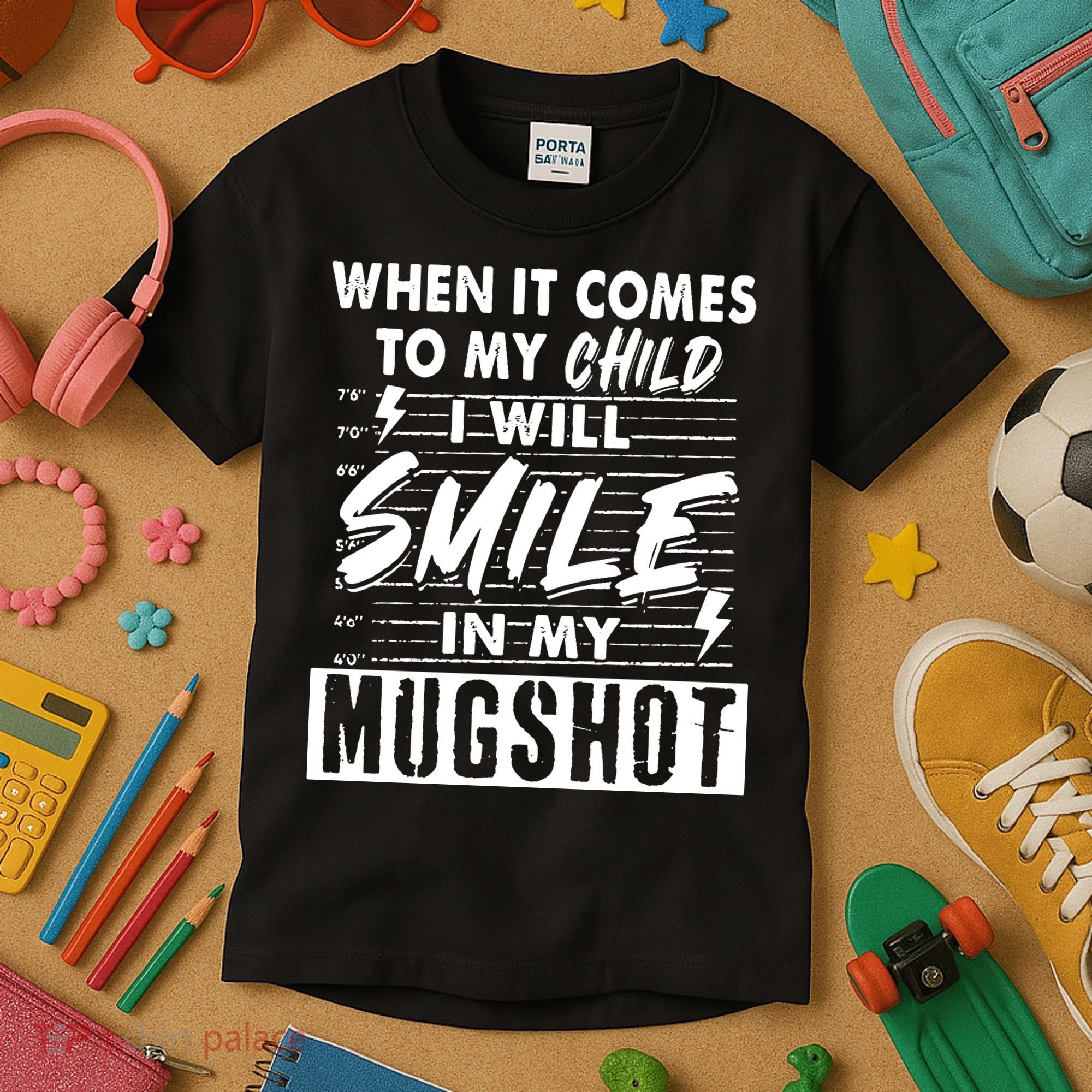 When It Comes To My Child I Will Smile In My Mugshot Kids T-Shirt