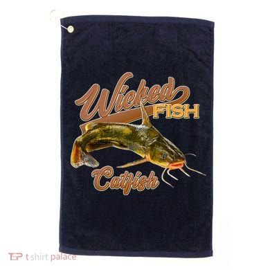 Wicked Fish Catfish Fishing Golf Towel