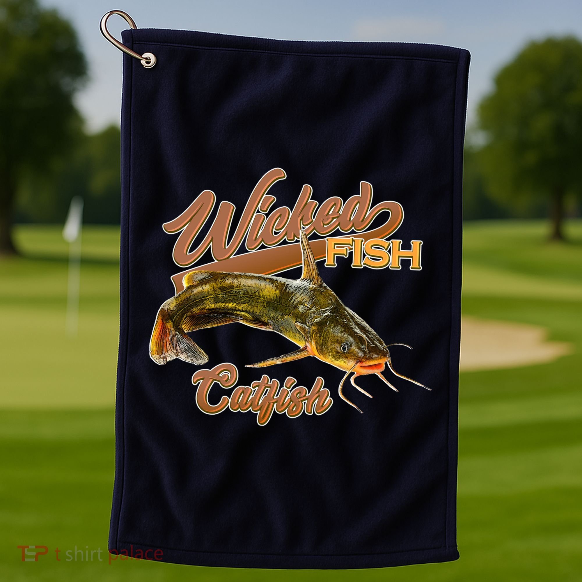 Wicked Fish Catfish Fishing Golf Towel