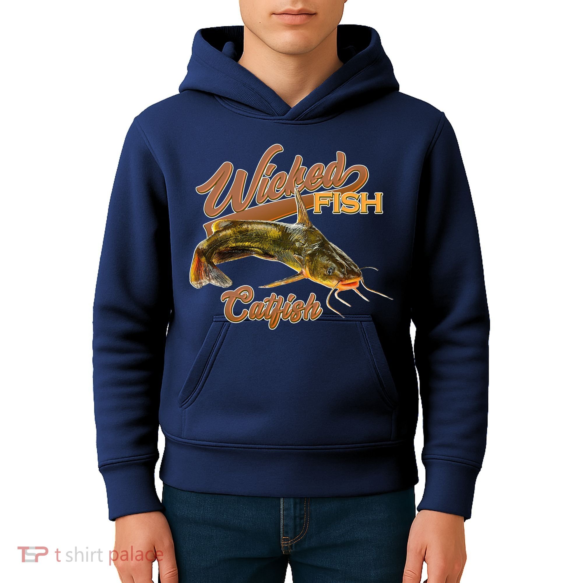 Wicked Fish Catfish Fishing Kids Hoodie