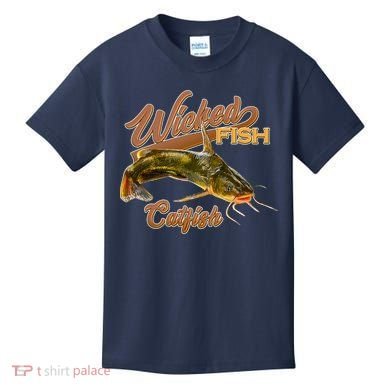 Wicked Fish Catfish Fishing Kids T-Shirt