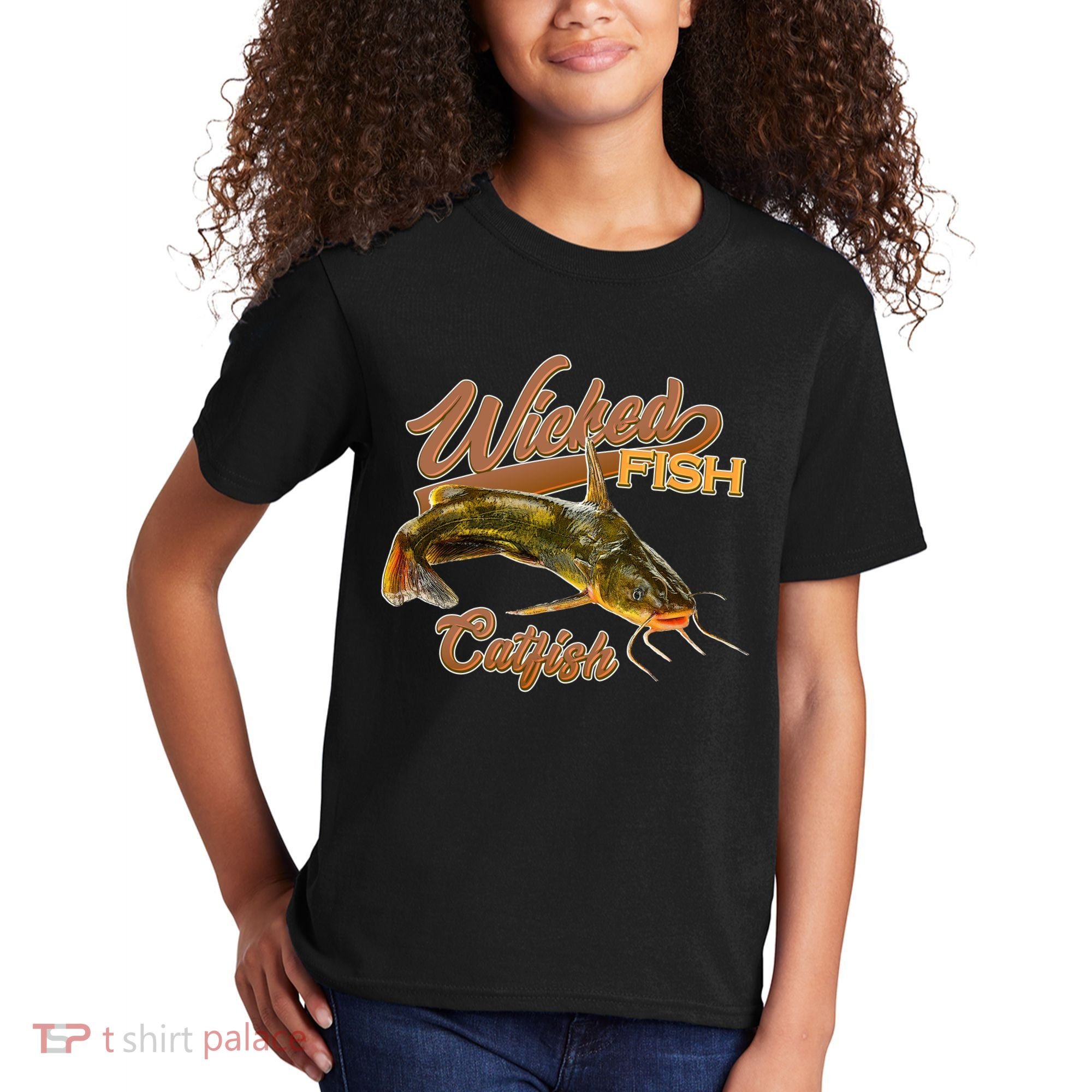 Wicked Fish Catfish Fishing Kids T-Shirt