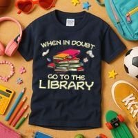 When In Doubt Go To The Library Book Lovers Kids T-Shirt thumb 3