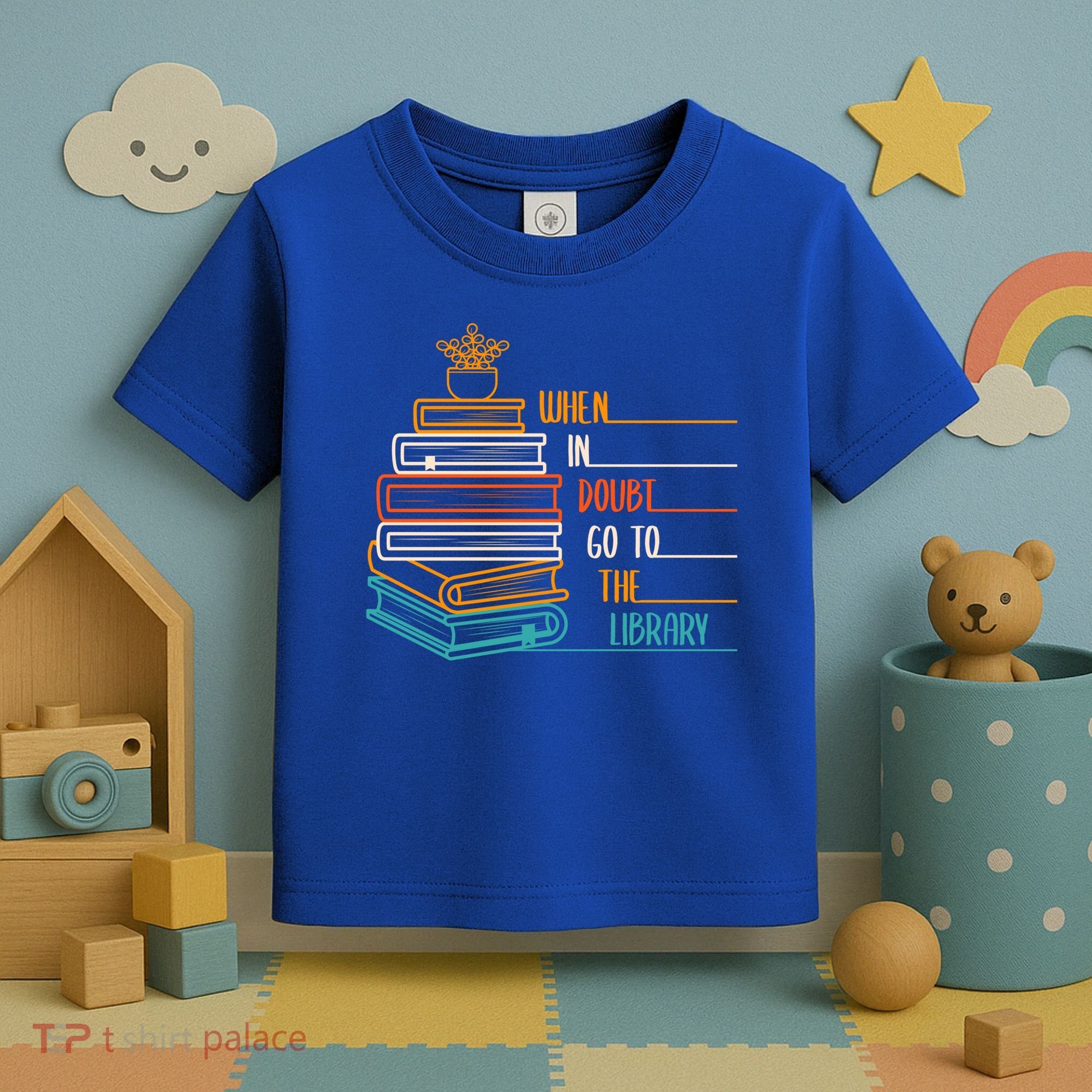 When In Doubt Go To The Library Funny Sarcastic Book Reading Meaningful Gift Toddler T-Shirt