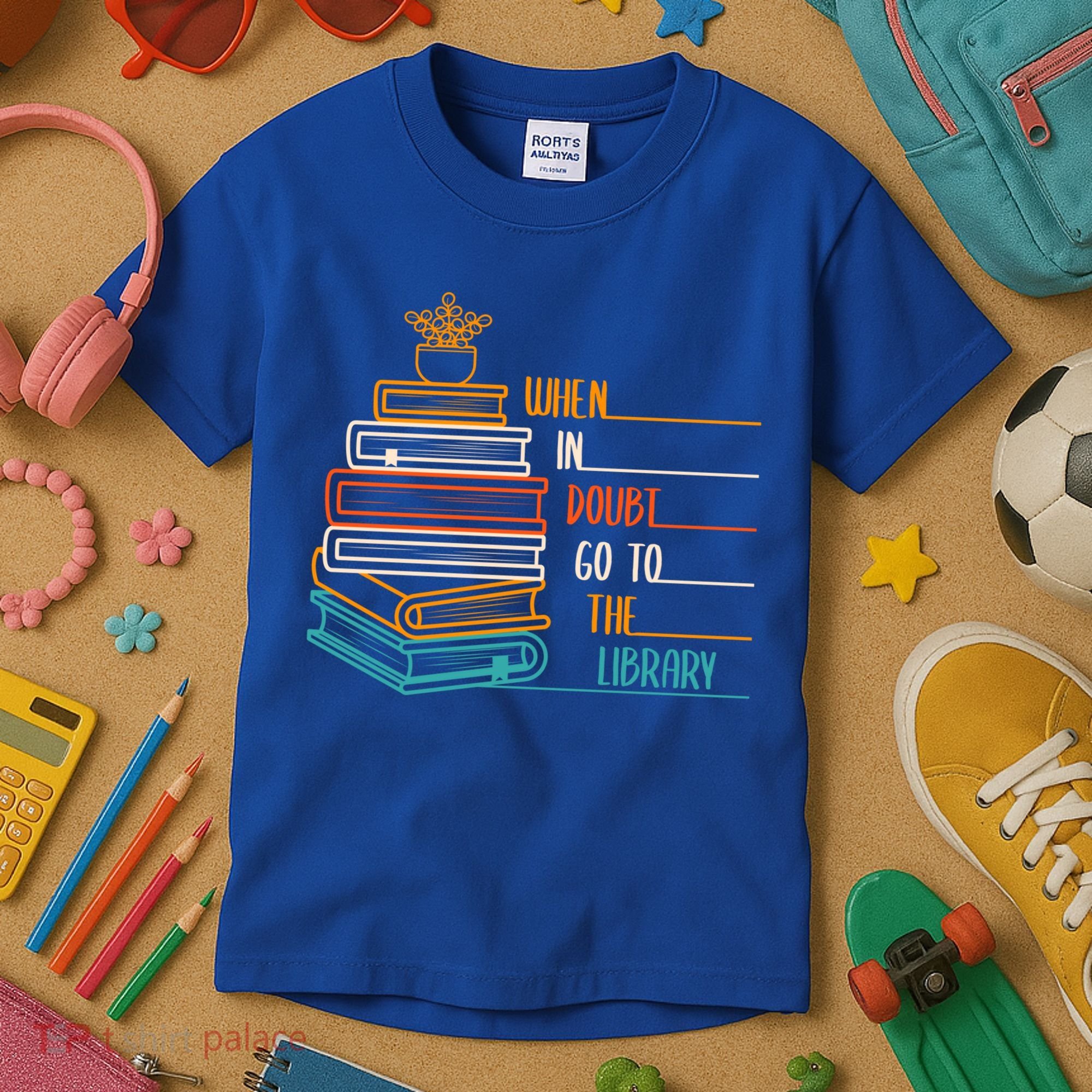 When In Doubt Go To The Library Funny Sarcastic Book Reading Meaningful Gift Kids T-Shirt